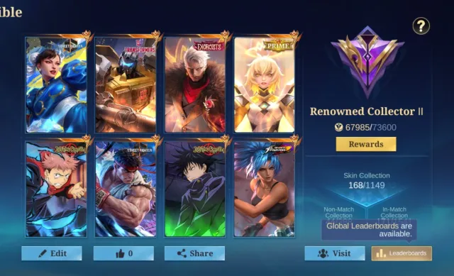 Account 100 stars, taunt black void, exorcist Chong + collector Chong, + 2 skins street fighters and more., Sale, Rank: Mythical Immortal, Level: 38, Win rate: 56%, Heroes: 83, Skins: 168