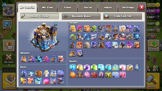 Top account Clash of Clans, 18 TH Home Village, 10 TH Builder