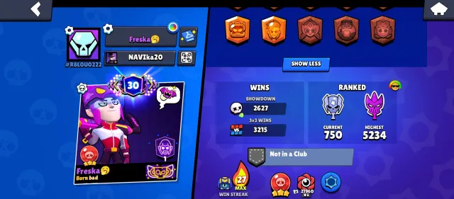 Account 23 years old 60k trophies almost full characters and 3 Martian Fame🔥, 60464 trophies, 105 brawlers, 30 primes