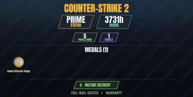 【1 game】【CS2 Prime✨3700h】 Global Offensive Badge, Sale, With inventory, Has PRIME