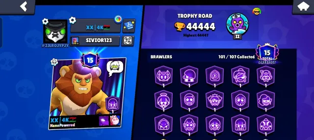 Auto Delivery Brawl Stars Account, 44444 trophies, 101 brawlers, 4 primes