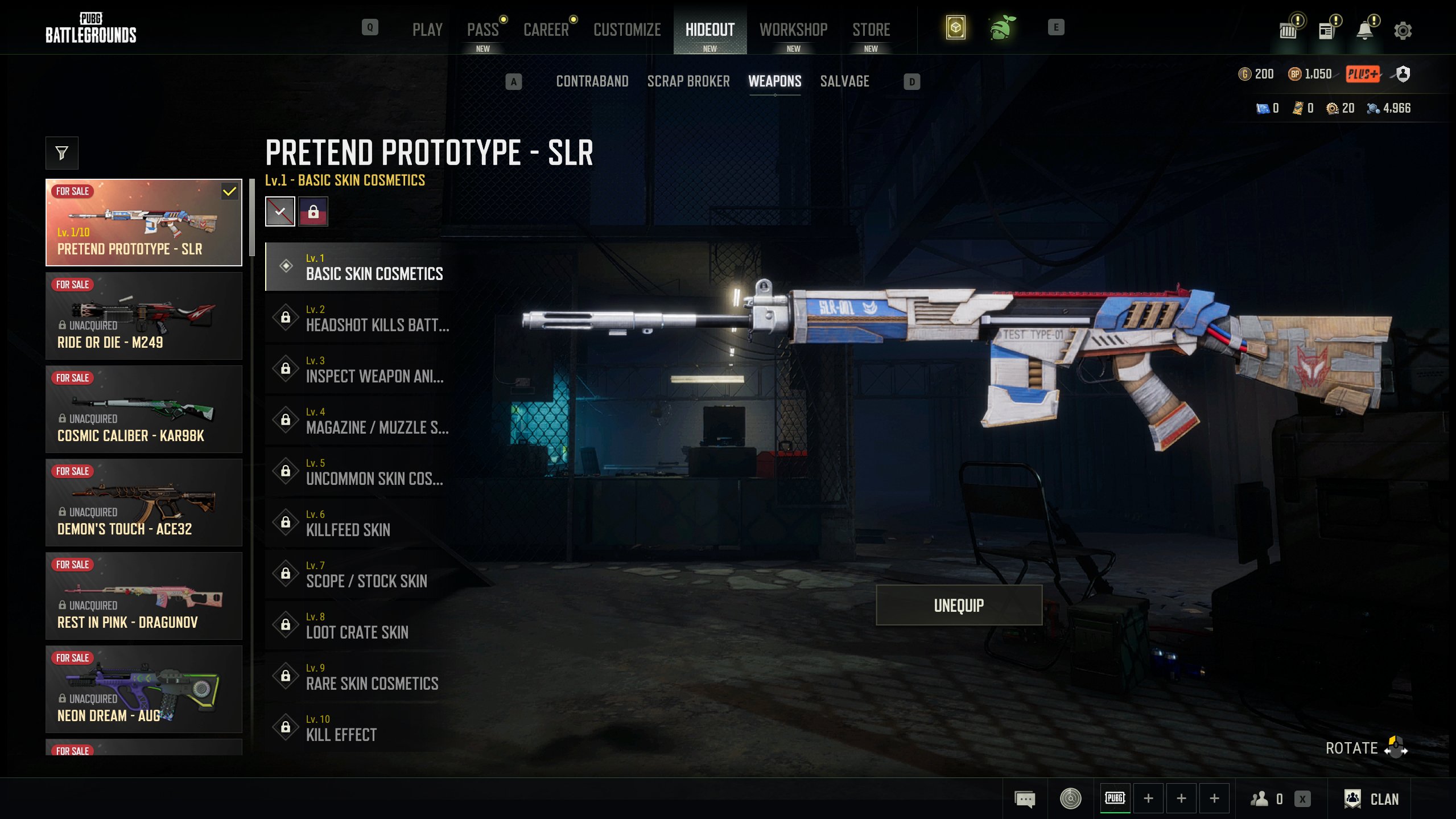 🔥[PROGRESSIVE] SLR PRETEND PROTOTYPE🔥WRAPPED AKM🔥XINGHUN SET🔥4 BATTLESTAT🔥37+ WEAPONS💥CLOTHES💥, Yes BATTLEGROUNDS Plus