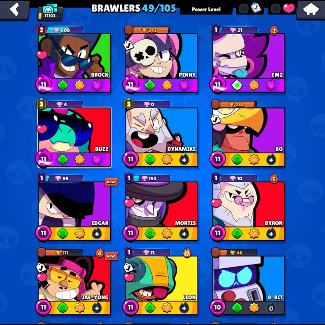 2 Thirds / Thirds Prime and Almost Third 3 Prime on Brock, 17103 trophies, 49 brawlers, 14 primes