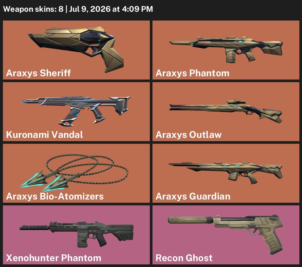 🟢🍀 ARAXIS 2.0 (Entire Collection) + Kuronami + Phantom + Ghost, Sale, Ranked locked, Agents: 8, Skins: 8