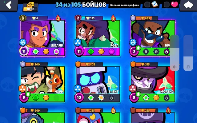 Account with 3 PRIME on Shelly, 11500 trophies, 34 brawlers, 5 primes