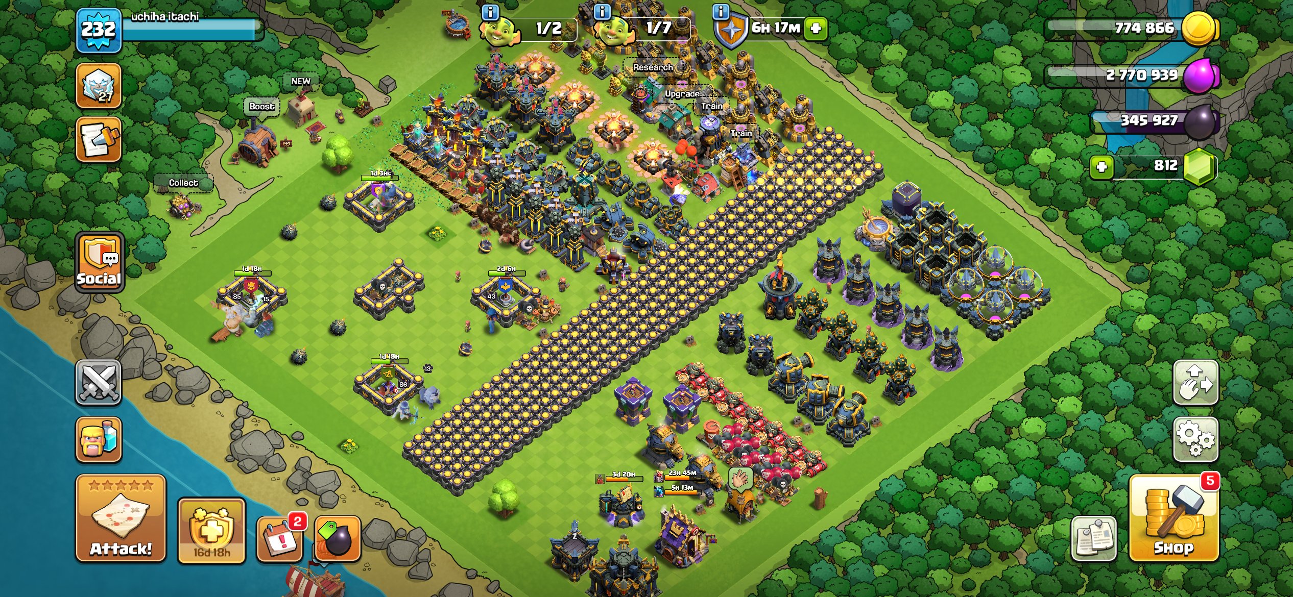 ✔️TH 17 MAX (232LVL)✔️| 85-86-46-67-43-12 |6️⃣Builders|🚨9 EQUIPMENTS (3️⃣MAX)|🚨 BH 💯% max| ✔️✔️, 17 TH Main Village