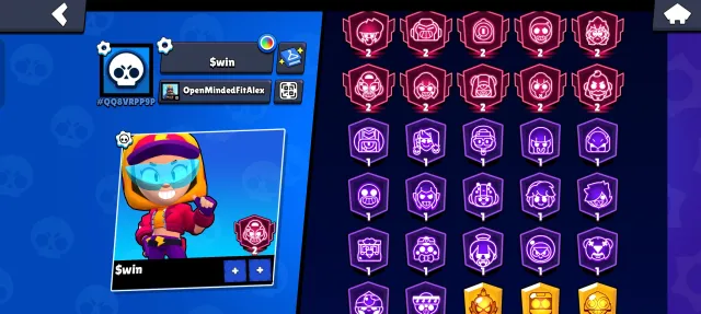 Fat Account More details, 50000 trophies, 105 brawlers, 37 primes