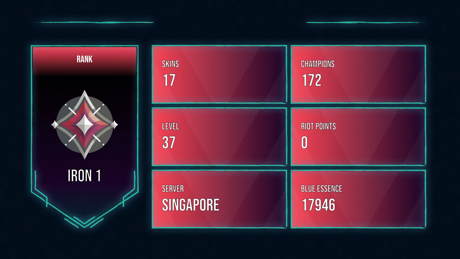 🥑 SG 🥑 17 SKINS 🥑 IRON 1 🥑 172 CHAMPIONS 🥑 37 LEVEL 🥑 INSTANT DELIVERY 🥑 GOS5N 🥑, Sale, level 37, champions 172, skins 17, Iron
