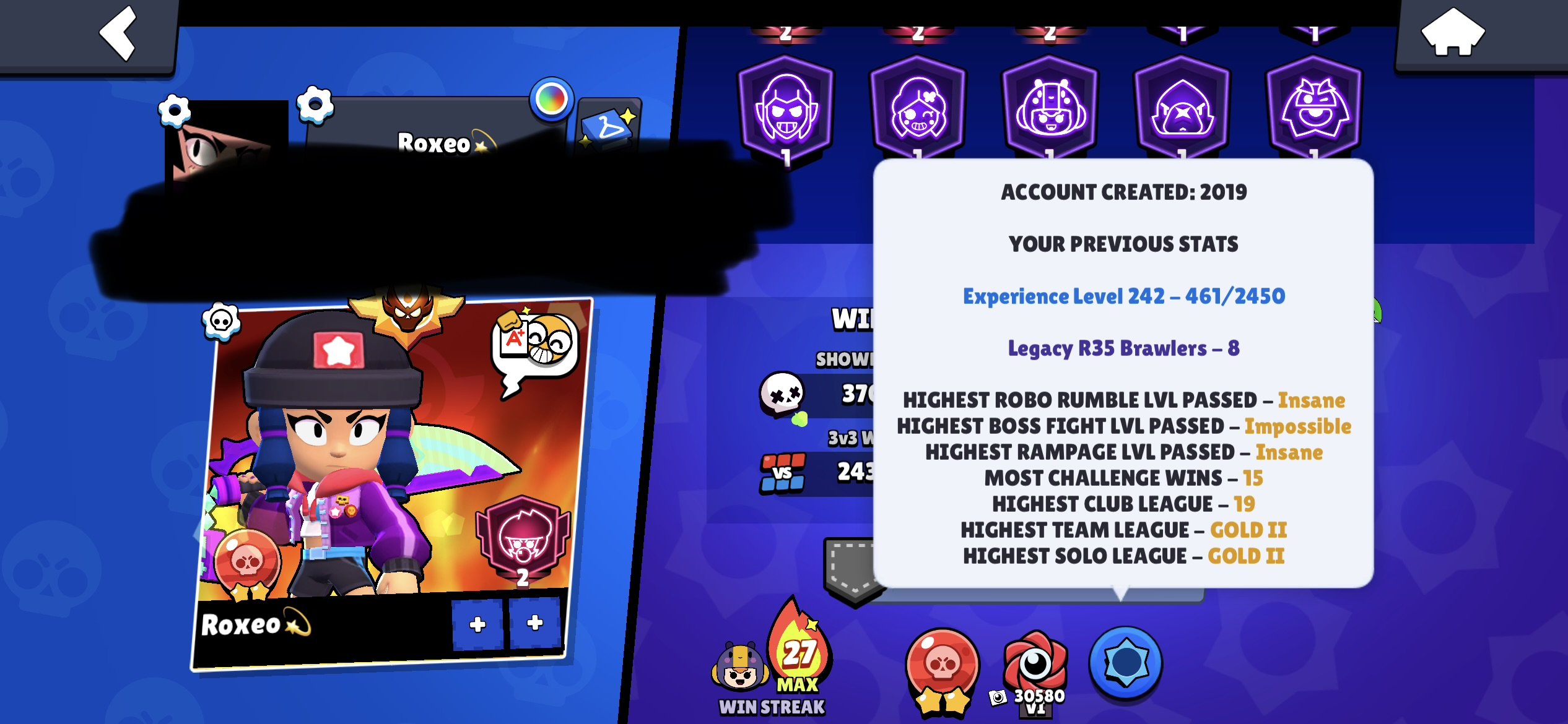 8 RANK 35 |OLD MASTER, trophies 72, brawlers 104, primes 51
