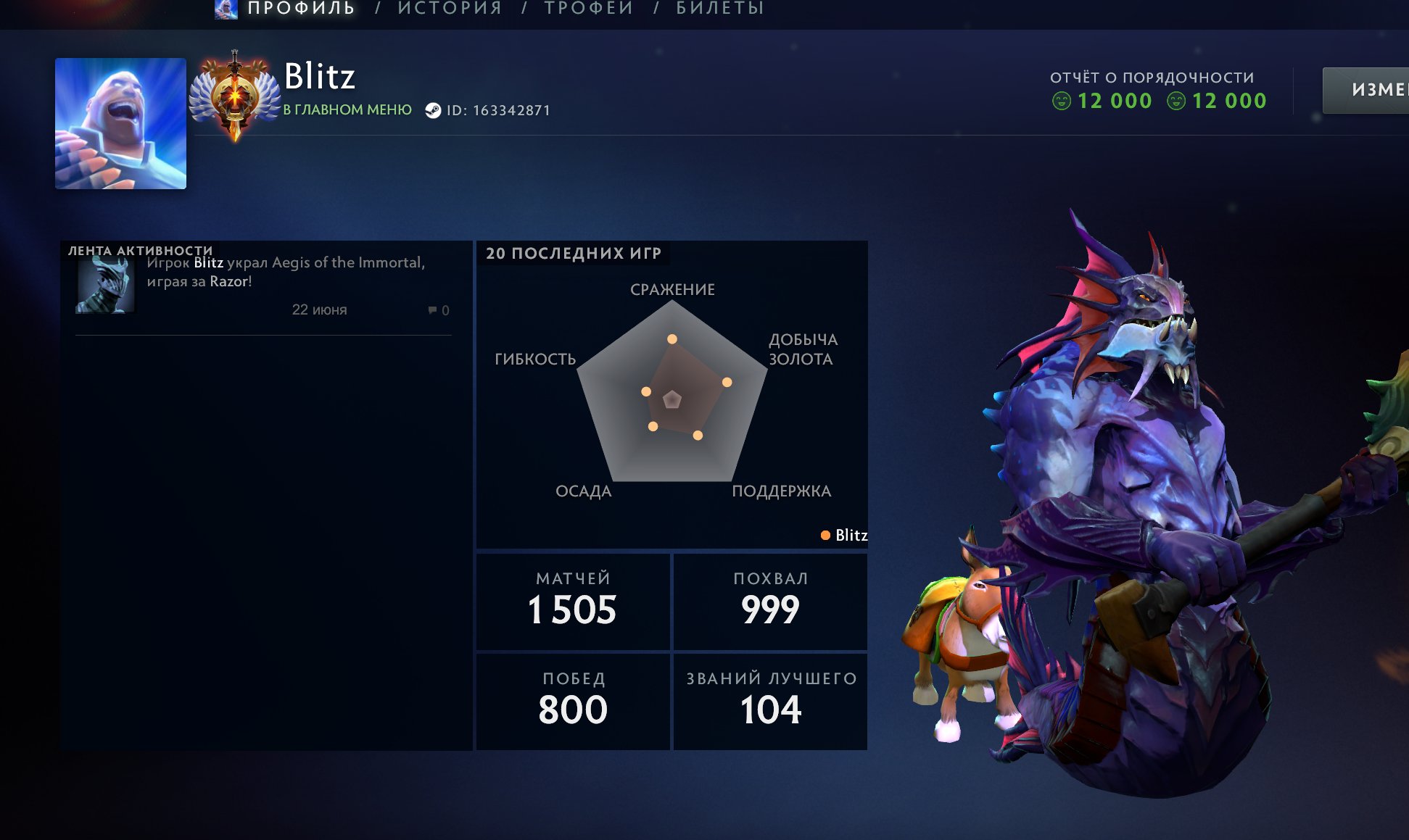 No. 6✅Calibration 100/100h✅It was 2300mmr✅6500 Decency✅25 LVL profile✅100% guarantee, Sale, 6649 MMR, 12000 Behavior score, 12000 вежливости, 1505 games, 1778 hours