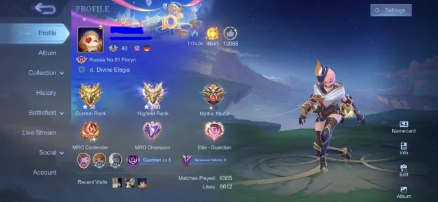 SASKE SU E🖤 LING NEOBIST🌆 ALISA COLLECTOR🪷 HAYABUSA SHADOW OBSCURO⛓️ RUBY ASPIRANT✨, Sale, Rank: Mythical Immortal, Level: 47, Win Rate: 56%, Heroes: 107, Skins: 234