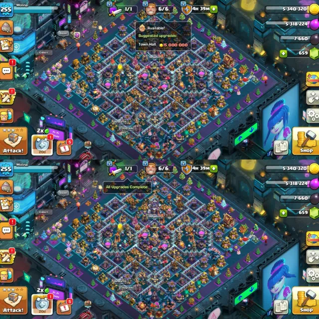 TH15 MAX NOTHING LEFT TO UPGRADE🏆XP LVL 255🏆2X SCENERY🏆12X EQUIPMENT🏆3733 STAR🏆90-90-70-65-40-10, 15 TH Родной Деревни