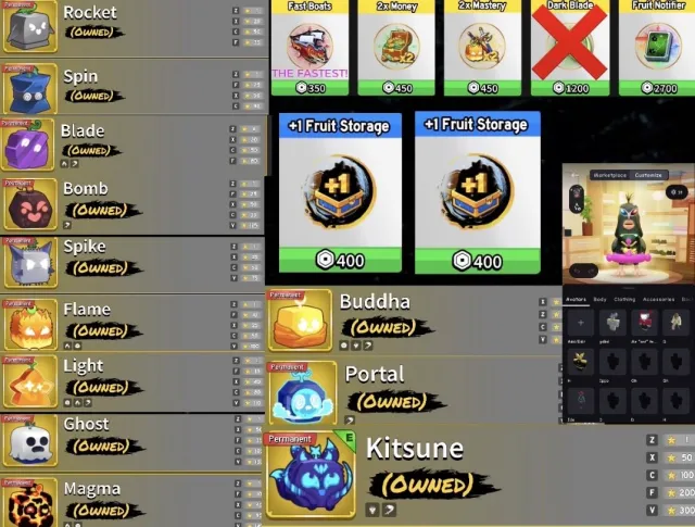 Account Blox Fruits PERMANENT KITSUNE 🦊, PORTAL 🧿, BUDDHA 🌟, MAGMA 🌋, FRUIT NOTIFIER 🎮, Sale, Voice chat: No