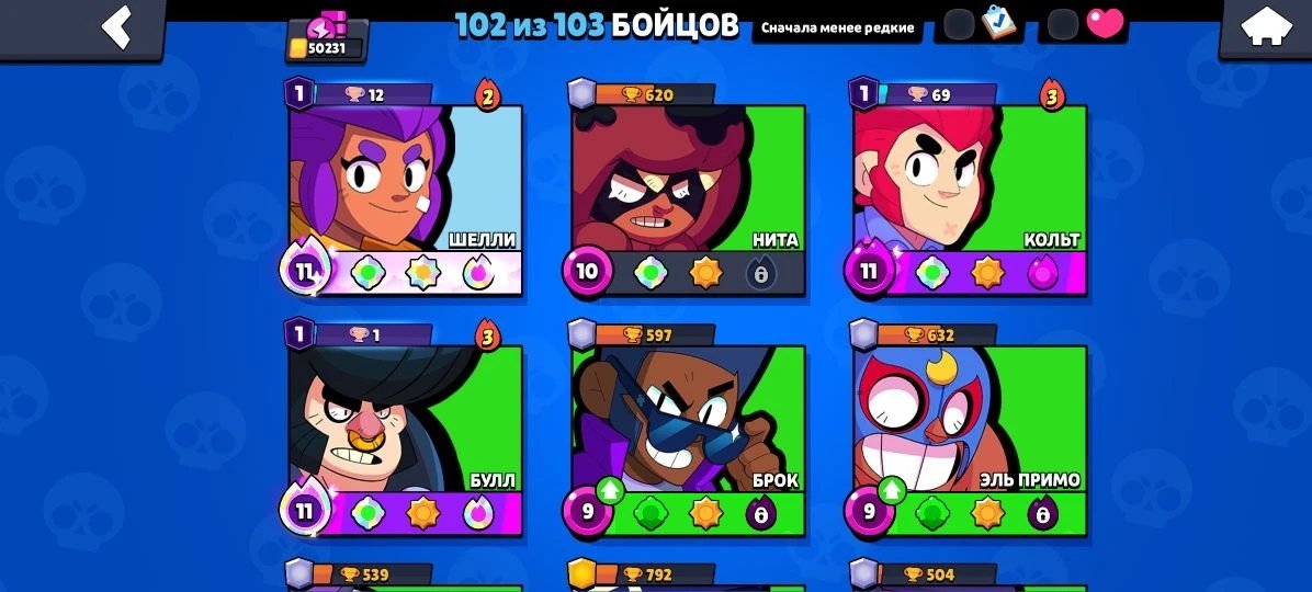 Top account 50k cups are just awesome, trophies 50000, brawlers 102, primes 18