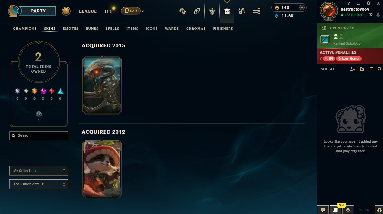 EUW • Lvl 31 • Unranked • 11.6K BE • 140 RP • 2 Skins • 3 Skin Shards • 28 Champs • Full Access • S…, Sale, level 31, skins 2, Unranked