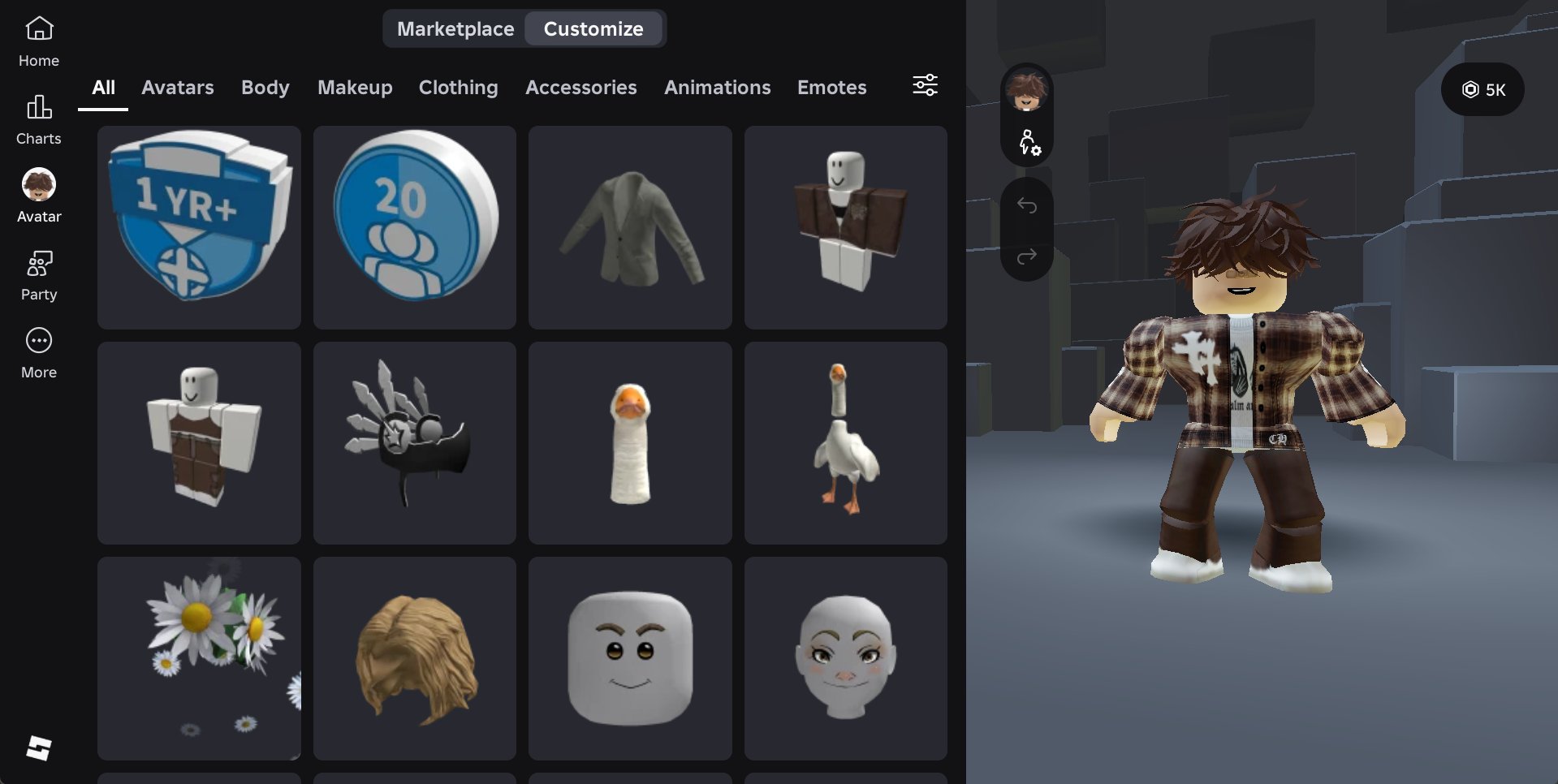 TOP-TIER ACC / 5k Robux on balance! / Voice chat: No / Account since 2023 / Lots of accessories, Sale, Voice chat: No