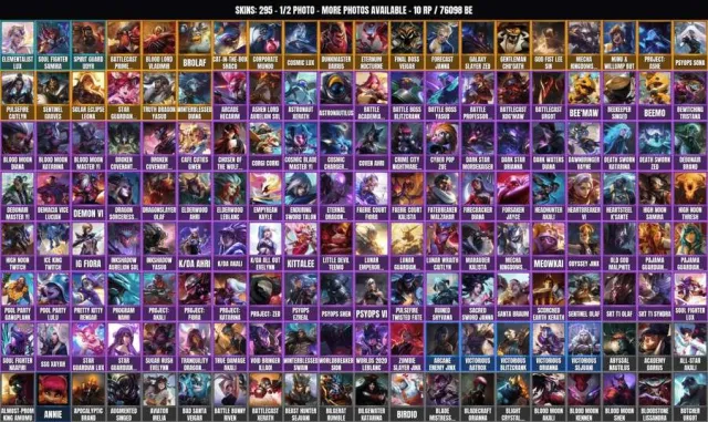 295 skins 🏆 173 champions 🎮 76.1K BE🔥Spirit Guard Udyr🔥Battle Bunny Samira🔥Elementalist, Sale, level 638, champions 173, skins 295, No rank