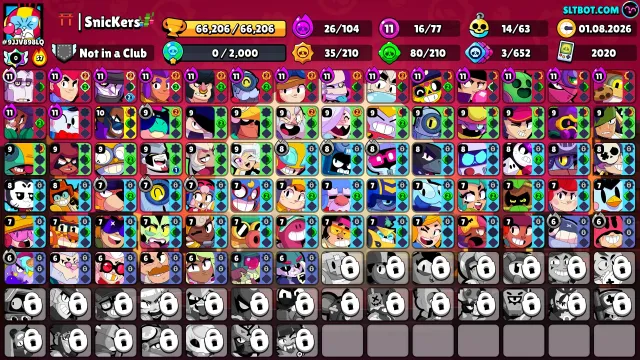 GOOD ACCOUNT CREATED IN 2020 | 64 BRAWLERS | 30.1K TROPHIES | 10 11 LVLs | 9 PRIMES | 111 SKINS, trophies 66206, brawlers 77, primes 53