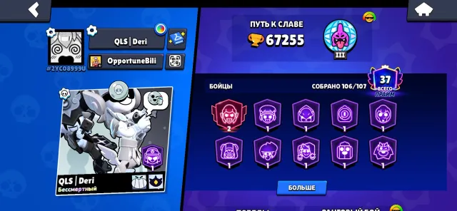 more details in DMs/🌺a bunch of skins/🥎67255 trophies⚽️/106 brawlers/sweet account, 67255 trophies, 106 brawlers, 37 primes