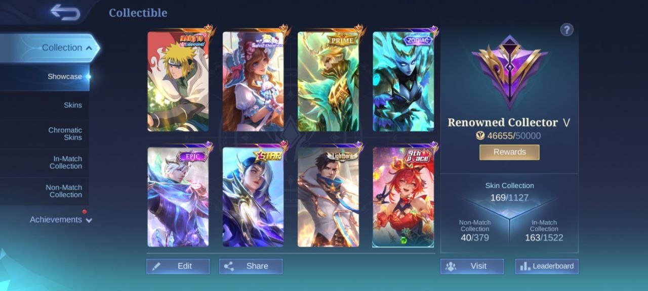 Naruto Minato Gusion Prime Granger fluffy floren Star Lesley deluxe 25 EPIC Gusion Valir emblem Max, Sale, Rank: Mythic, Level: 41, Winrate: 43%, Heroes: 113, Skins: 169