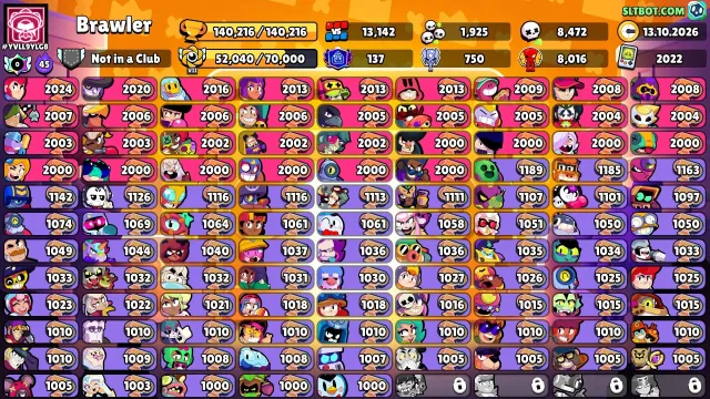 140,216 trophies | 107 brawlers | 280+ skins | 1000+ pins | Prestige 137, 140216 кубков, 107 бравлеров, 1000 праймов
