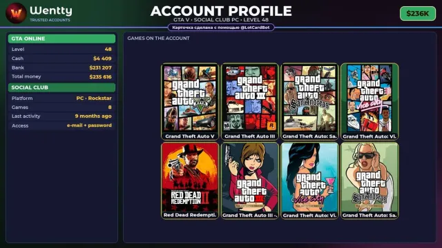 🔥 [SOCIAL CLUB] ПОЛНЫЙ ДОСТУП — ПОДХОДИТ ДЛЯ ONLINE/RP | УРОВЕНЬ 48 | $236K #4DK8E9, Продажа