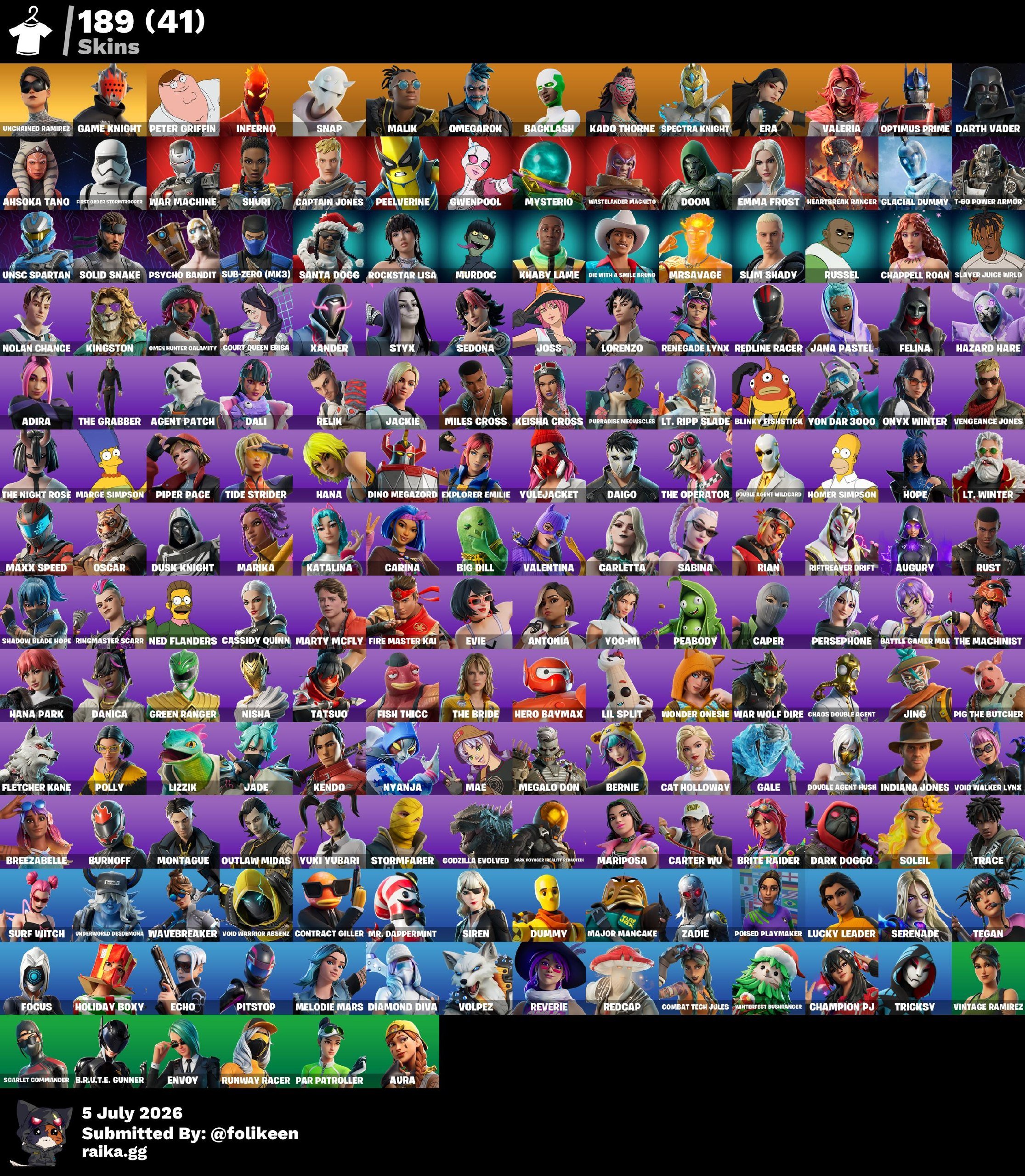 a good basic account, Sale, skins 189
