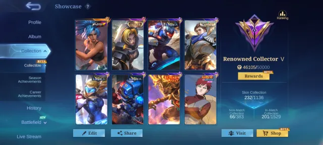 KOF KARINA, COLLECTOR NATALIA, Продажа, Ранг: Мифический, Уровень: 127, Процент побед: 52%, Герои: 133, Облики: 232