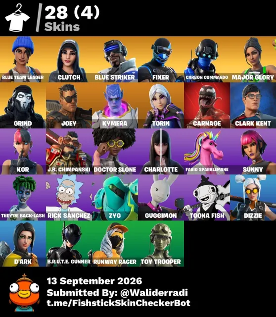 🔥 [PC] 28 Скинів | OG Сезон 3 та 5 | 34 Перемоги | Blue Team Leader | Clutch | Carnage |300 V-Bucks, Продаж, скини 28