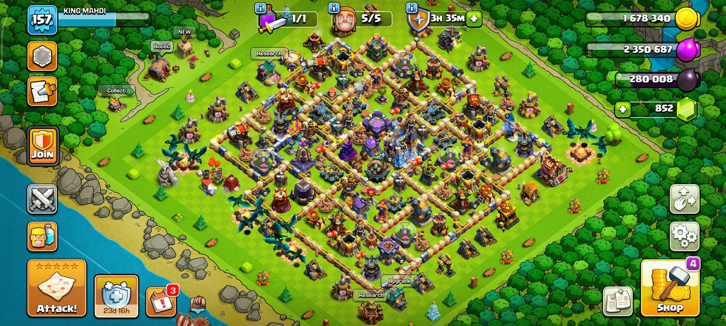 TH 18 ✅EVERYTHING UNLOCKED LEVEL WALL HIGH DEFENCE🔥HERO: 66/90/37/42/30🔥Change Name Gems Free🔥, 18 TH