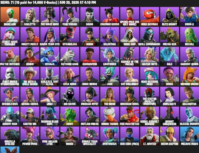 🦭🍪IShowSpeed Neko Hatsune Miku Spider-Man Backlash Chun-Li Demogorgon🦭🍪 ZMIANA DANYCH, Sprzedaż, skiny 71