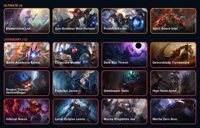 Elementalist Lux / Gun Goddess / Pulsefire Ezreal / Spirit Guard Udyr 】【 19 leg skins 】, Sale, level 327, champions 164, skins 163, Unranked