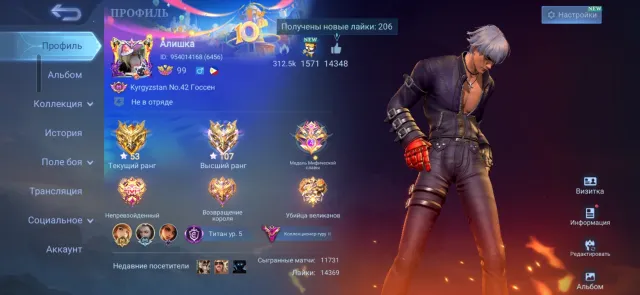 Selling personal account, Sale, Rank: Mythical Glory, Level: 96, Win rate: 51%, Heroes: 136, Skins: 368