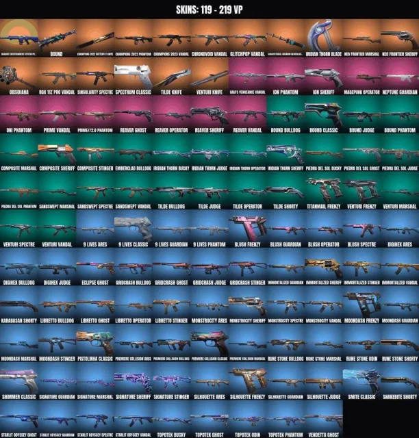 Platinum 1 💠 119 skins 💠 7 knives 💠 Phantom "Radiant Entertainment System" 💠 Champions 2023, Sale, Platinum 1, Agents: 22, Skins: 119