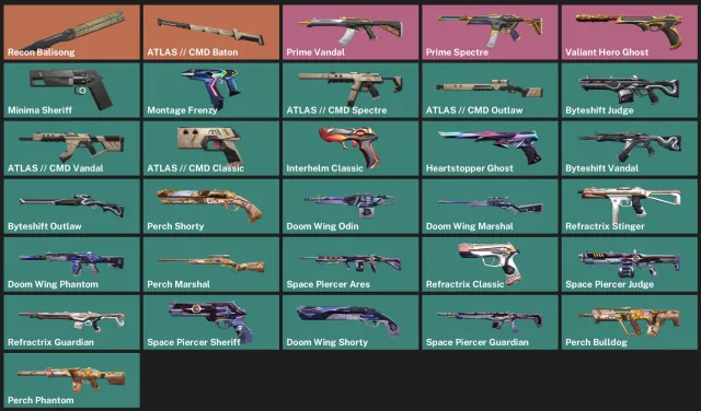 🧣Recon Butterfly🧣Vandal Prime🧣Spectre Prime🧣Valiant Hero Ghost🧣, Sale, Gold 1, Agents: 25, Skins: 31