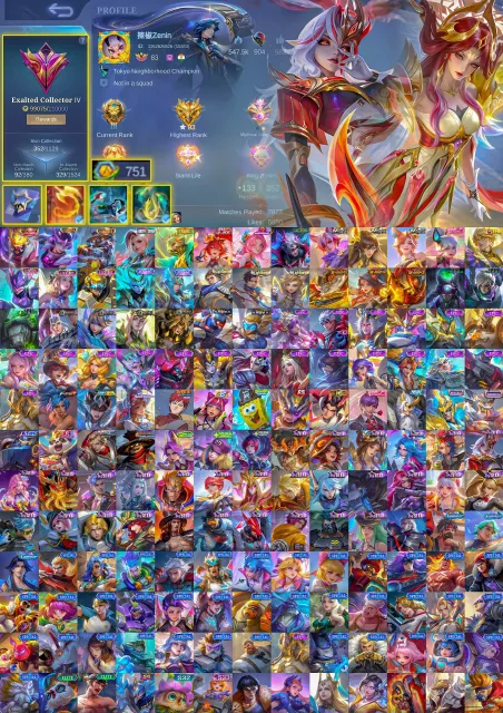 🔥 Legendary Franco, Collector Vanvan Lss, Metroziro Ixia, Prime Granger, Meow Set, Sale, Rank: Mythic, Level: 83, Winrate: 48%, Heroes: 133, Skins: 352
