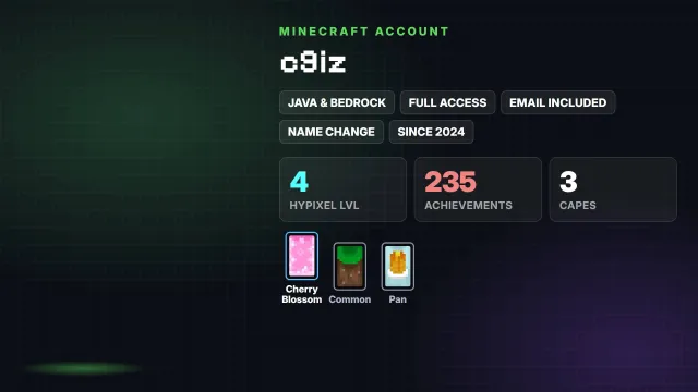 🦸 Плащи (3): Cherry Blossom, Common, Pan ✅ Java & Bedrock & полный доступ, Продажа, Все данные по аккаунту