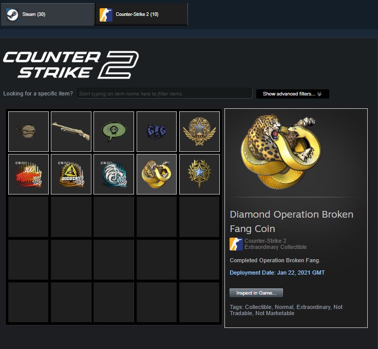 Diamond Broken Fang【5 Medals】2020, 2021, Service, 5-Year, GO | Warranty, Sale, Empty, No PRIME