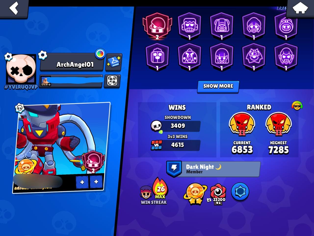 🔥 FULL ACCOUNT 103/103 FIGHTERS | 40 11 STRENGTH | 17 MYTH/LEG SKINS | LEGENDARY 2 RANKED, trophies 56149, brawlers 104, primes 18