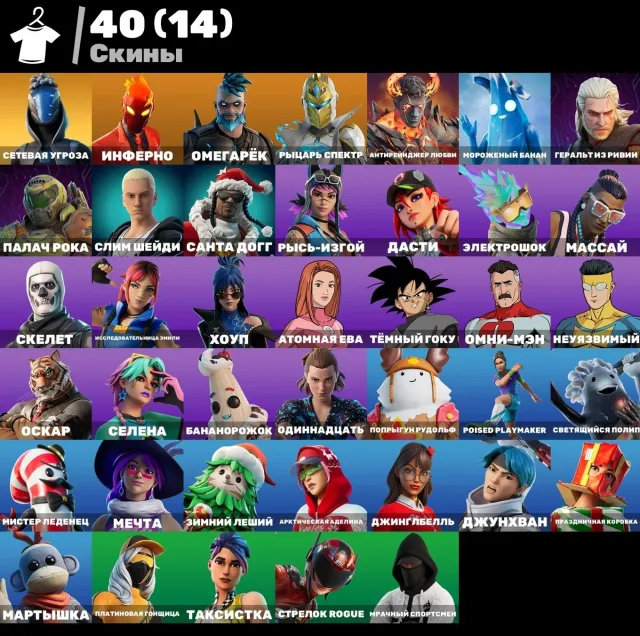 🕹️🔥АВТОВЫДАЧА🔥ТОП АК💖🔥40 СКИНОВ🔥GOKU BLACK🔥SULTURA🔥НЕУЯЗВИМЫЙ🔥EVE🔥ОМНИ-МЭН🔥СЛИМШЕДИ🔥ГАРАНТИЯ💖, Продажа, скины 40