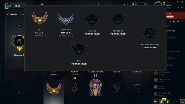 SEA ranked ready account, Продажа, уровень 44, чемпионы 25, скины 50, Серебро