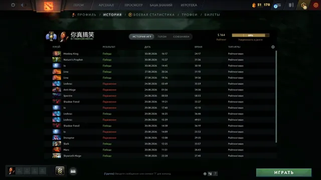 🐨💫🟦⬛️5150 𝐌𝐌𝐑⬛️ DIVINE 3🔲MAINPOOL🔳WITHOUT REPLENISHMENTS⬛️ 100% GUARANTEE◼️💫🐨, Sale, 5164 MMR, 9500 honor, 9500 politeness, 2178 matches, 2100 hours