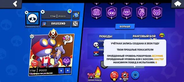 🥋League Master, Old Skins, Pro Pass with Colt🎫, trophies 57000, brawlers 104