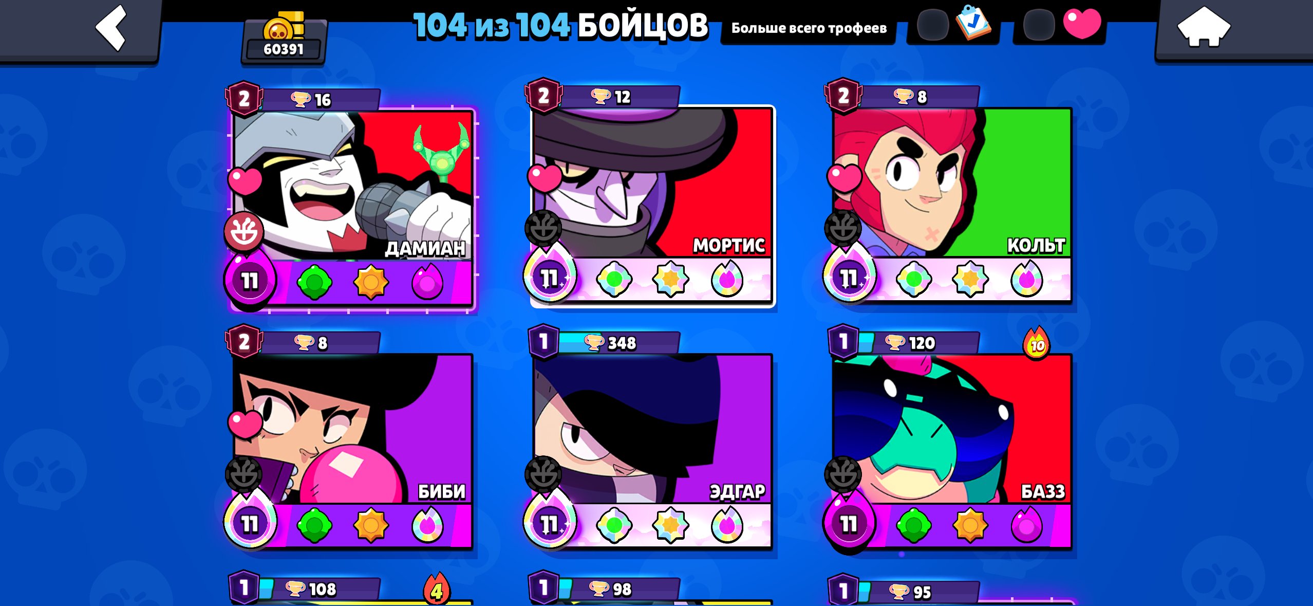 Sell old account very good account za svoi dengi, trophies 60400, brawlers 104, primes 33