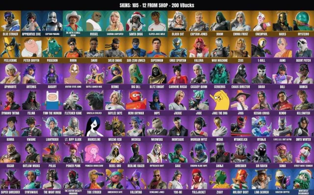 [PC/XBOX] 105 ск🔥Blauer Kämpfer🔥Zeus🔥Hades🔥Peter Griffin🔥Valeria🔥Shredder🔥Herrscherin des Chaos🔥Agent, Verkauf, Skins 105
