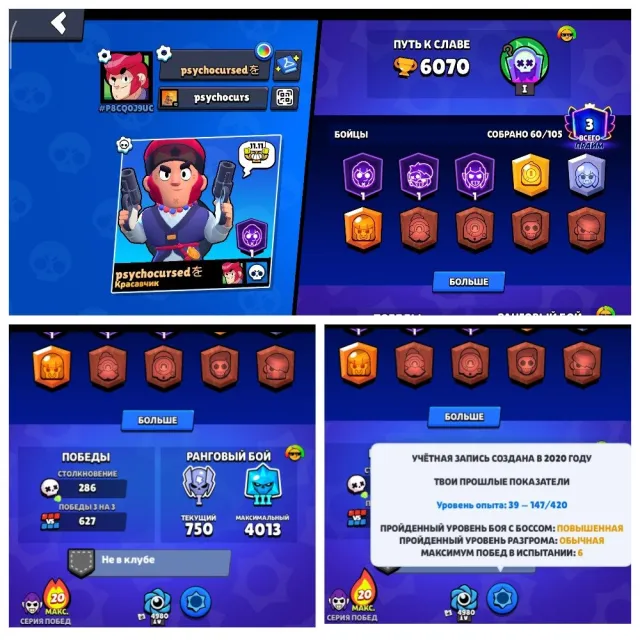 ❤️2020❤️"GUARDIAN COLT❤️|❤️ASSISTANT PENNY❤️|❤️WITCH SHELLEY❤️|❤️PIRATE POCO❤️11.11 PIN❤️, trophies 6070, brawlers 60, primes 3