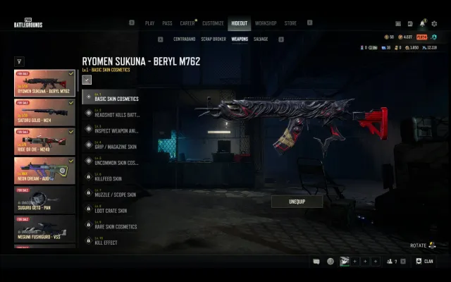 🔥proggresive🔥BERIL - RYOMEN SUKUNO🔥M24 - SATORU GOJO🔥M249 - RIDE OR DIE🔥 AUG - NEON DREAM 10LVL🔥, Есть BATTLEGROUNDS Plus