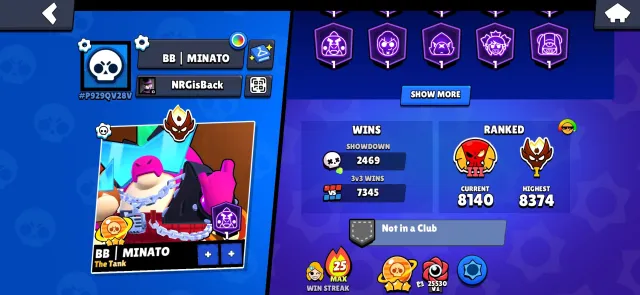 Master in Power League, +-50 11 power, the rarest skins in the game, 49655 trophies, 104 brawlers, 37 primes