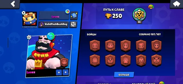 🔥 107/107 BRAWLERS | FULL ACC | TOP SKINS | LOW PRICE 🔥, 250 trophies, 107 brawlers