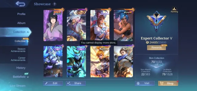 🌹Legend fanny/ kof aurora, season florin/ saske/ lucky guin🌹, Sale, Rank: Mythic, Level: 30, Winrate: 50%, Heroes: 60, Skins: 70